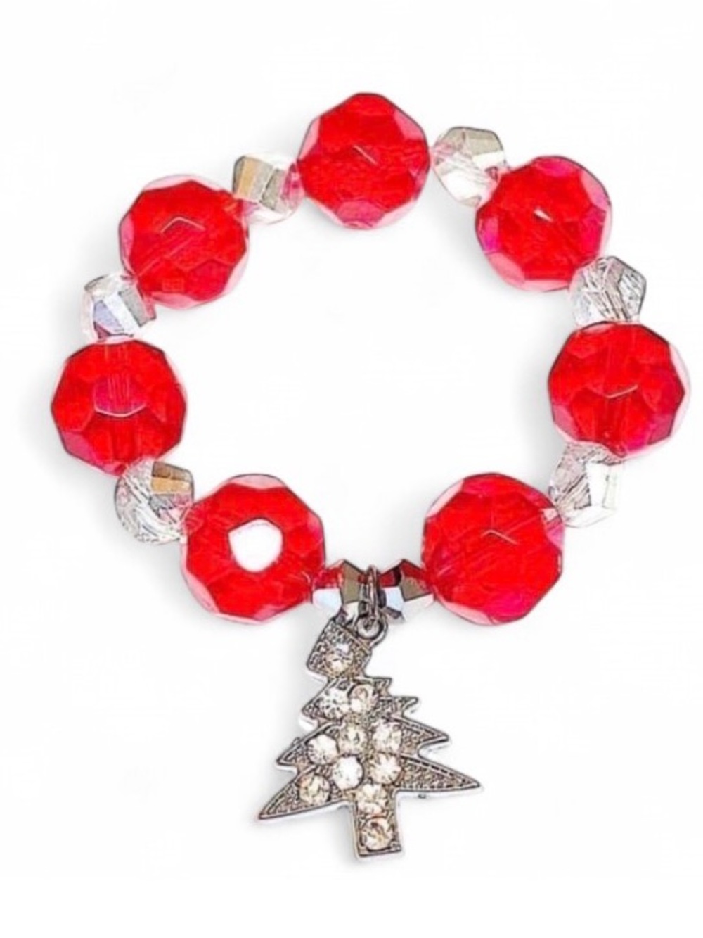Platinum Christmas Crystal Beaded Bracelet